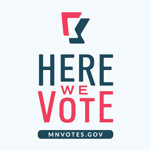 Here We Vote logo white square