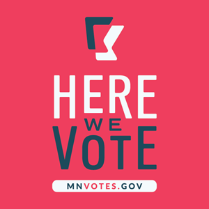 Here We Vote Logo Red Square