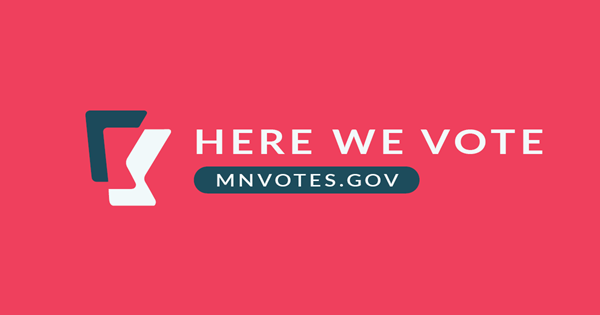 Here We Vote logo red horizontal